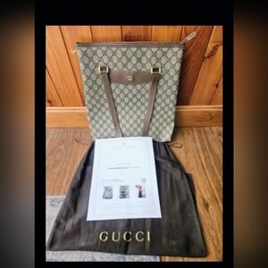 Gucci Beige and Brown Patterned Tote Bag